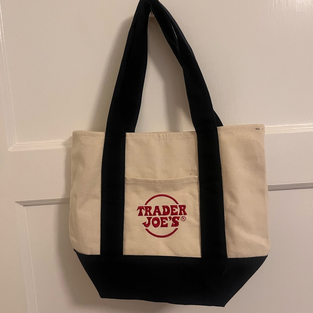 Pair of blue and red mini Trader Joe's Canvas Tote Bags - Picture 2 of 3